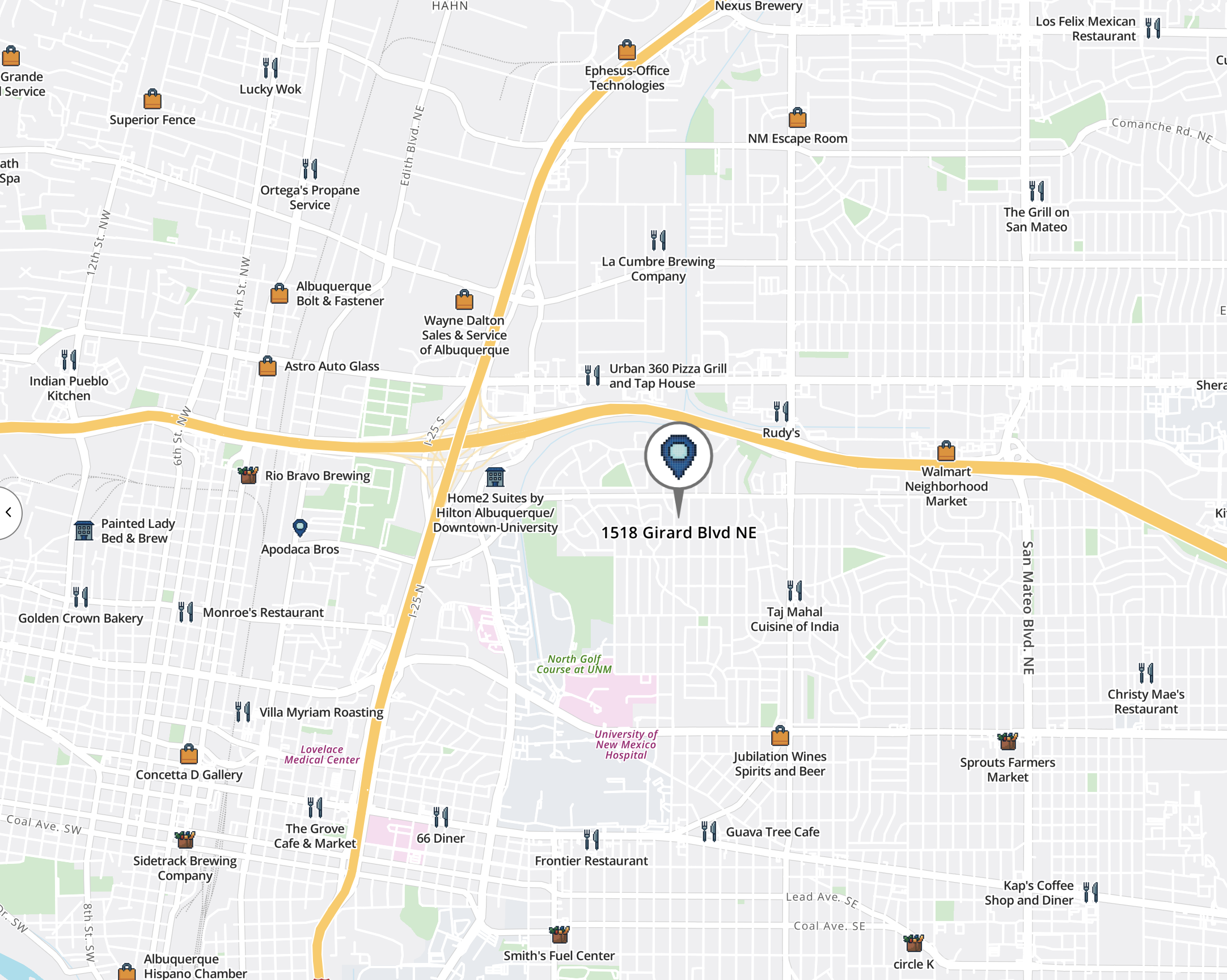 Map with pin showing location of TLCC
